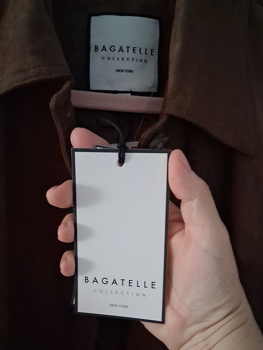 bagatelle Men's Dark Brown Suede Trench Coat with Tag